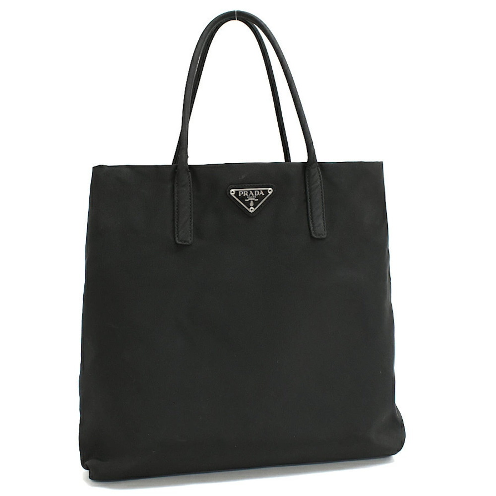 Prada Tote Bag Handbag TESSUTO BASIC Nero Black Triangle Plate